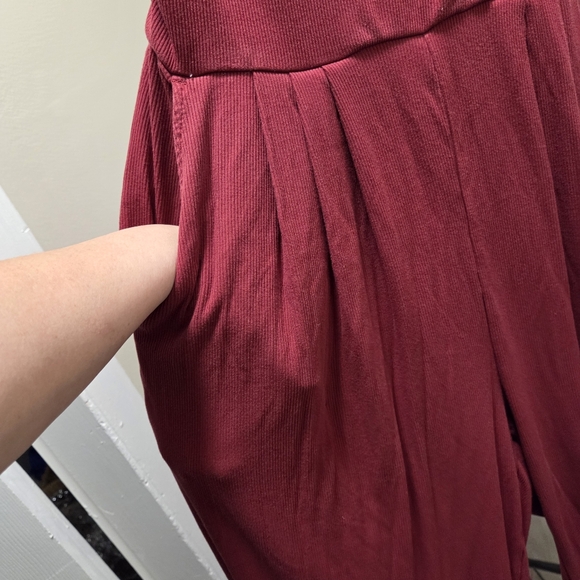 Halara Ribbed Knit Cut-Out Back Stretchy Slouchy Jumpsuit - Picture 5 of 10